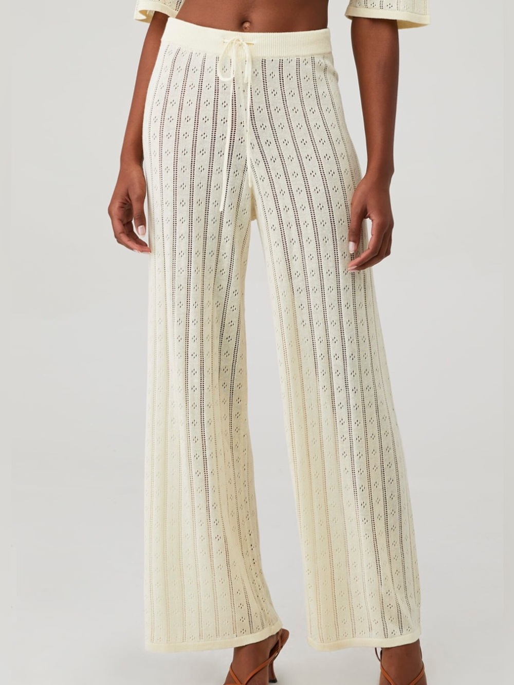 ROLLA’s Milan Knit Wide-Leg Drawstring Pants - ButterCream Size 10/M NWT